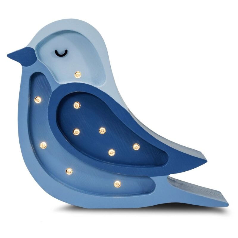Lampe Veilleuse Oiseau Bleu Denim - Little Lights, en forme d'oiseau avec lumières LED
