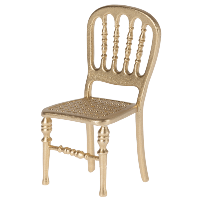 Chaise Souris Dorée en métal avec design élégant et finition dorée brillante.