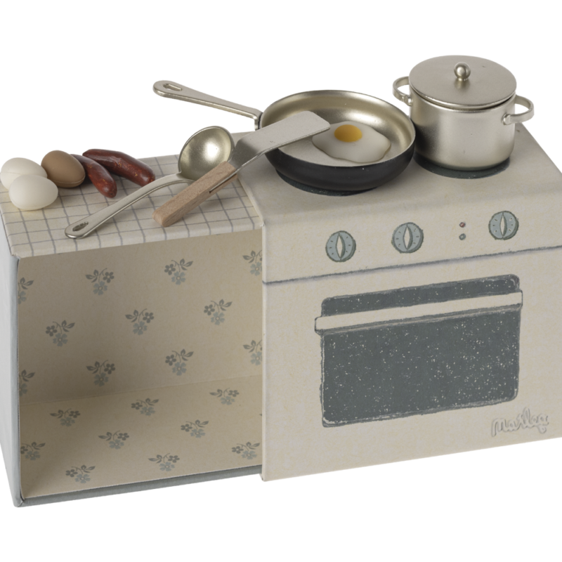 Set de Cuisine pour Souris avec poêle, casserole et aliments miniatures