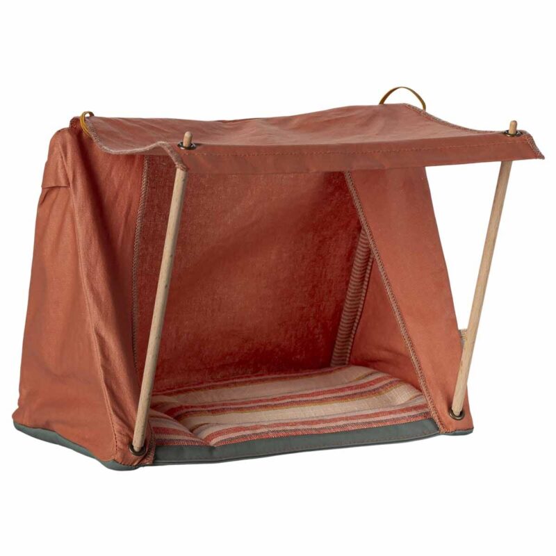 Tente de Camping Souris Maileg, miniature, couleur rouge, avec matelas rayé