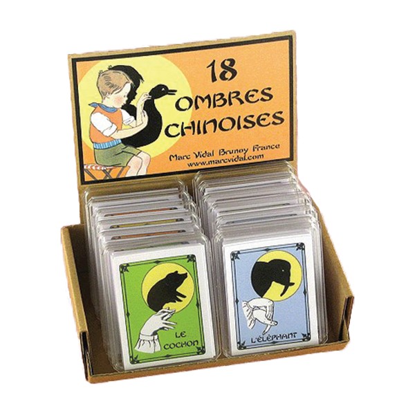 18 Ombres Chinoises, cartes illustrées avec silhouettes d'animaux, jeu éducatif