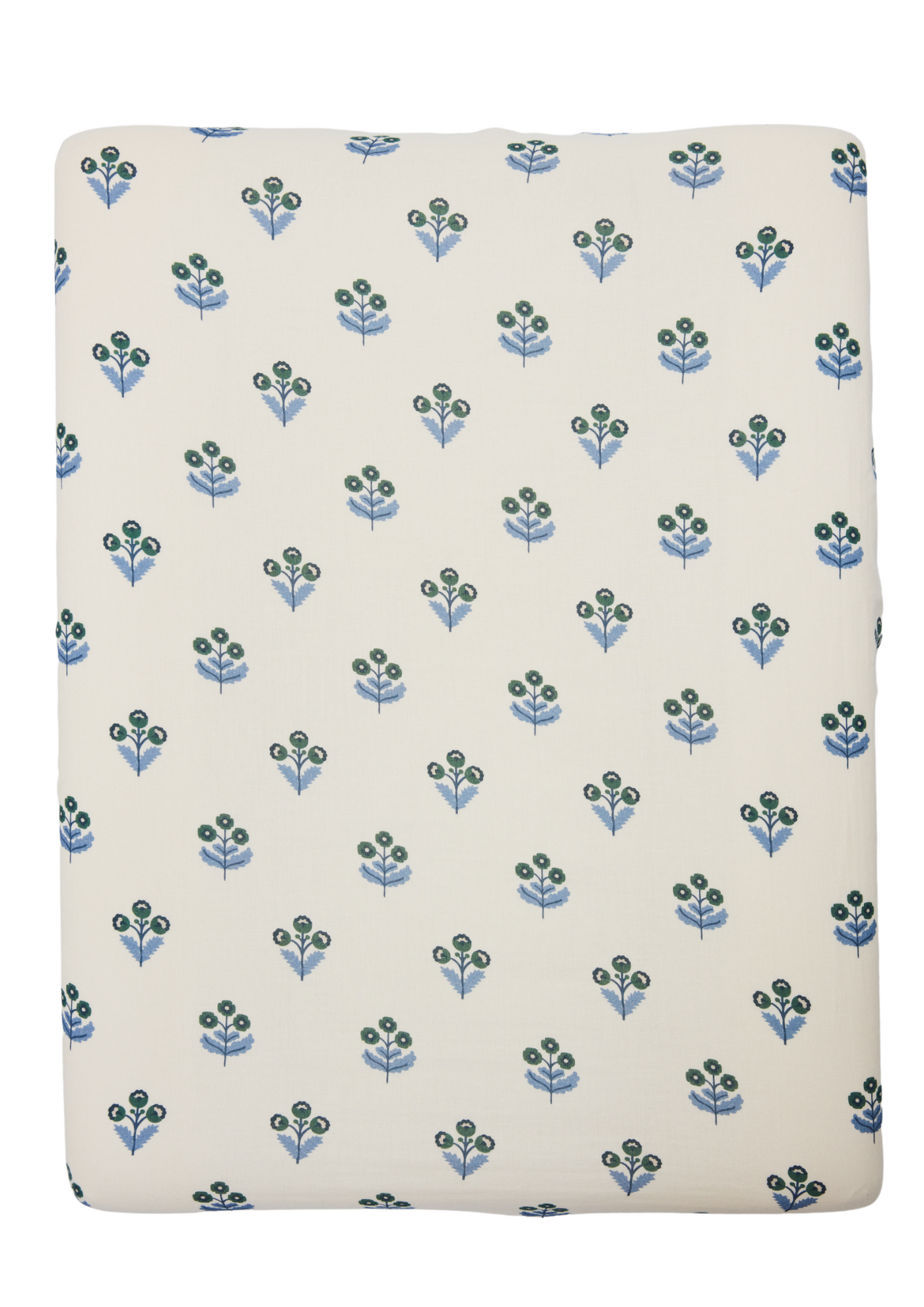 Housse de matelas à langer avec motif floral bleu et vert, design élégant