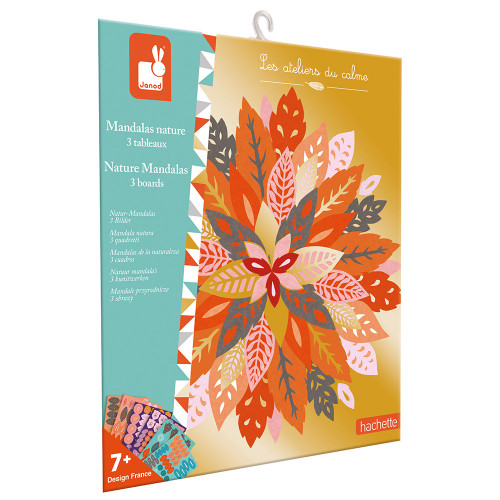 3 Mandalas Nature : boîte de mandalas colorés avec motifs de feuilles, créativité