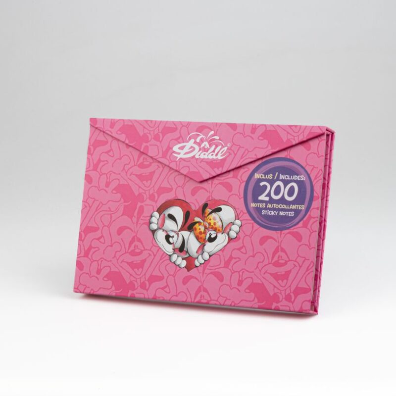 Set A5 notes autocollantes Diddl - Kontiki, enveloppe rose avec 200 notes