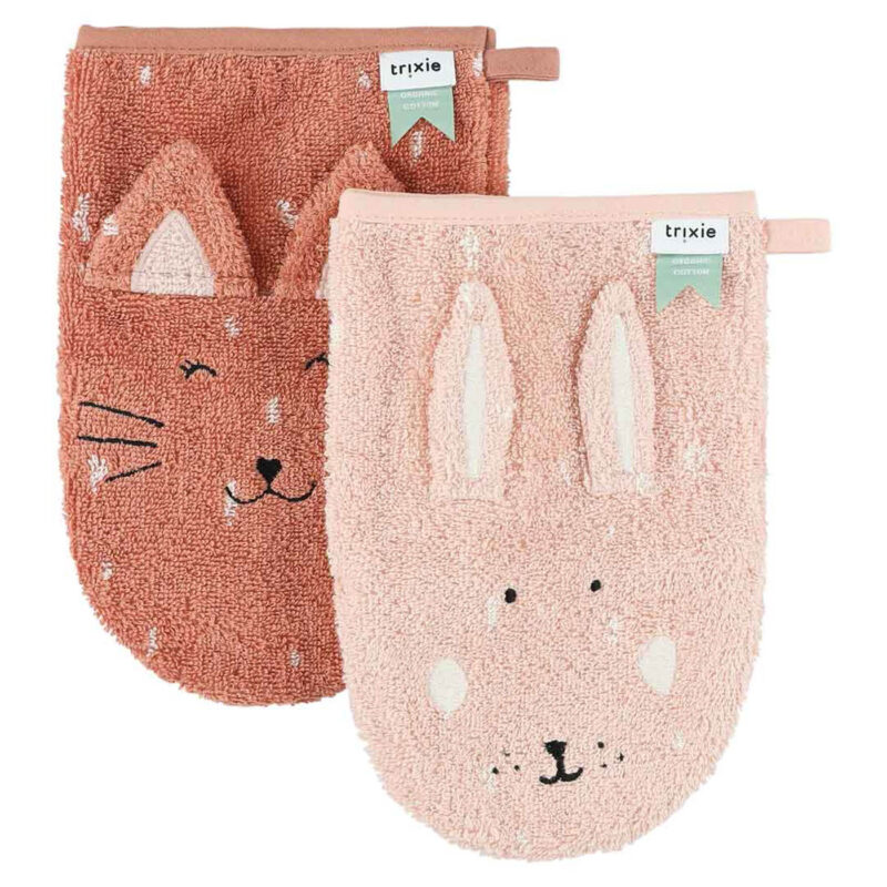 Gant de toilette 2-pack avec motifs animaux, doux et colorés