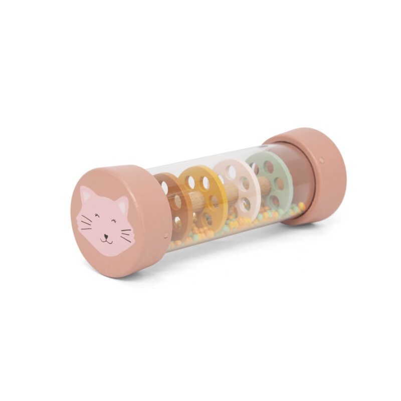 Bâton de pluie en bois - Mrs. Cat, jouet musical coloré avec motif chat