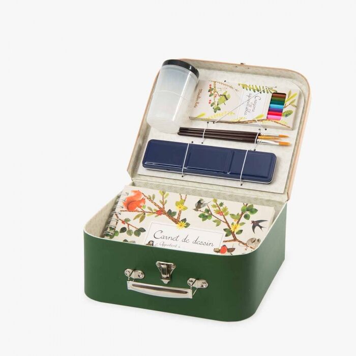 Valise L'Aquarelliste - Le Jardin du Moulin, kit de peinture avec carnet et pinceaux