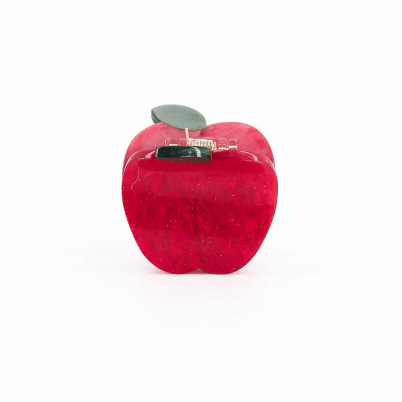 Pince Pomme rouge en forme de fruit avec une feuille verte, accessoire de cuisine