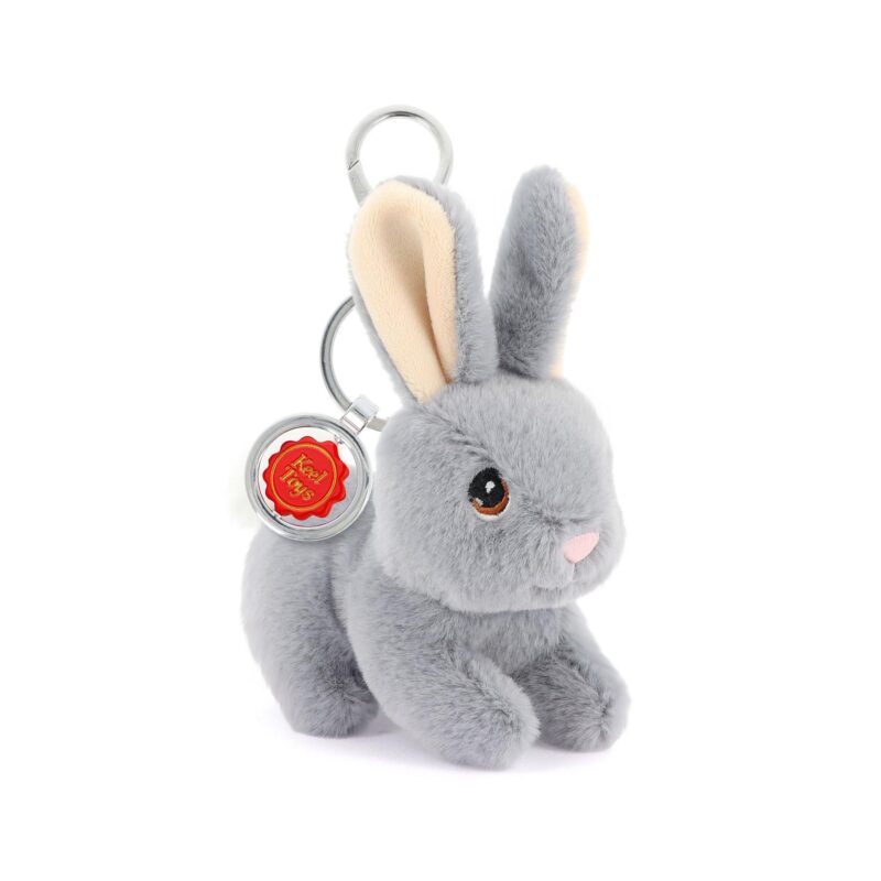 Porte-clés Peluche KeelEco Lapin 12cm, doux et mignon, avec anneau métallique.