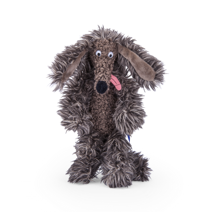 Peluche Mini Chien Pourri, chien en peluche marron avec longues oreilles, jouet doux