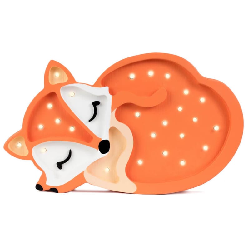 Lampe Veilleuse Renard en Bois, renard endormi avec lumières LED intégrées