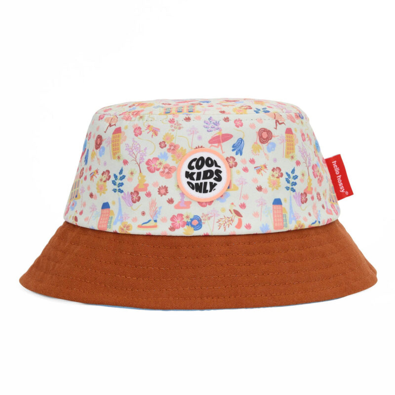 Bob Bébé Enfant Dried Flowers avec motif floral coloré et bord marron