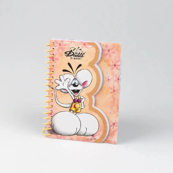 Carnet forme A6 Diddl Orange avec couverture illustrée, motif floral