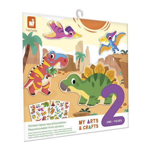 Coffret Créatif Stickers Épais Repositionnables Dinos - 2 ans, dinosaures colorés
