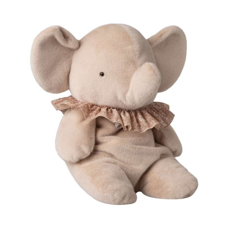 Peluche Éléphant Grand en tissu doux avec collerette décorative, jouet enfant
