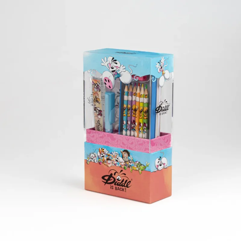 Set écriture A6 Diddl avec crayons colorés et accessoires, thème Diddl.