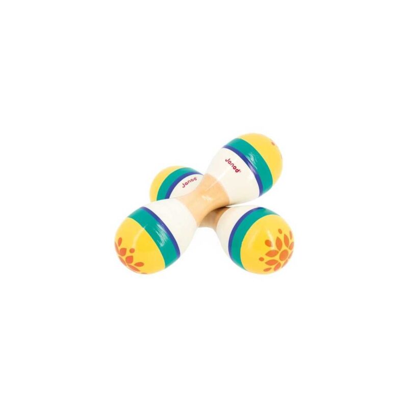 Double Maracas Gioia - Janod, instruments colorés en bois pour enfants