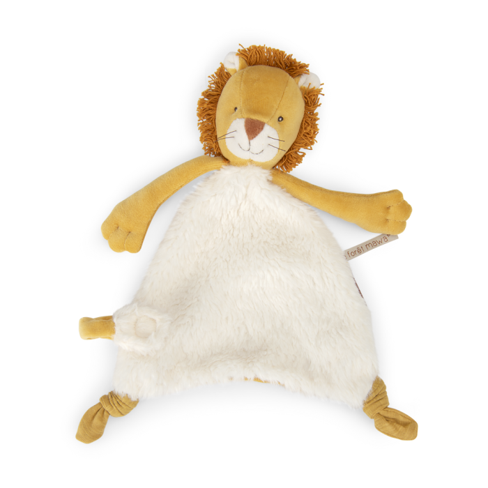 Doudou Lion Mamba - La Forêt Mawa, peluche douce avec tête de lion et corps en tissu