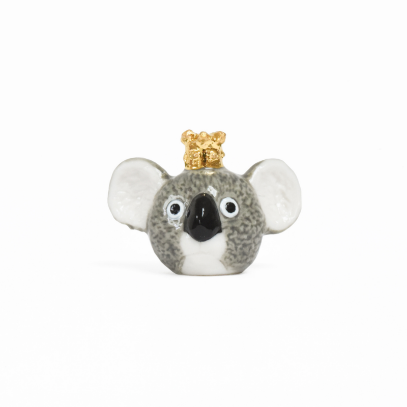 Fève Koala avec couronne dorée, figurine en céramique miniature
