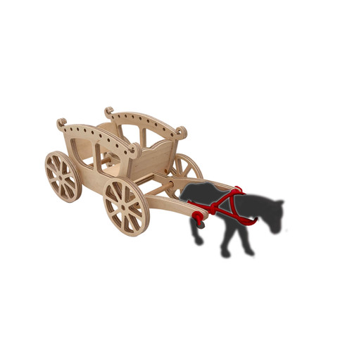 La Calèche de Plywood : jouet en bois naturel avec cheval attaché