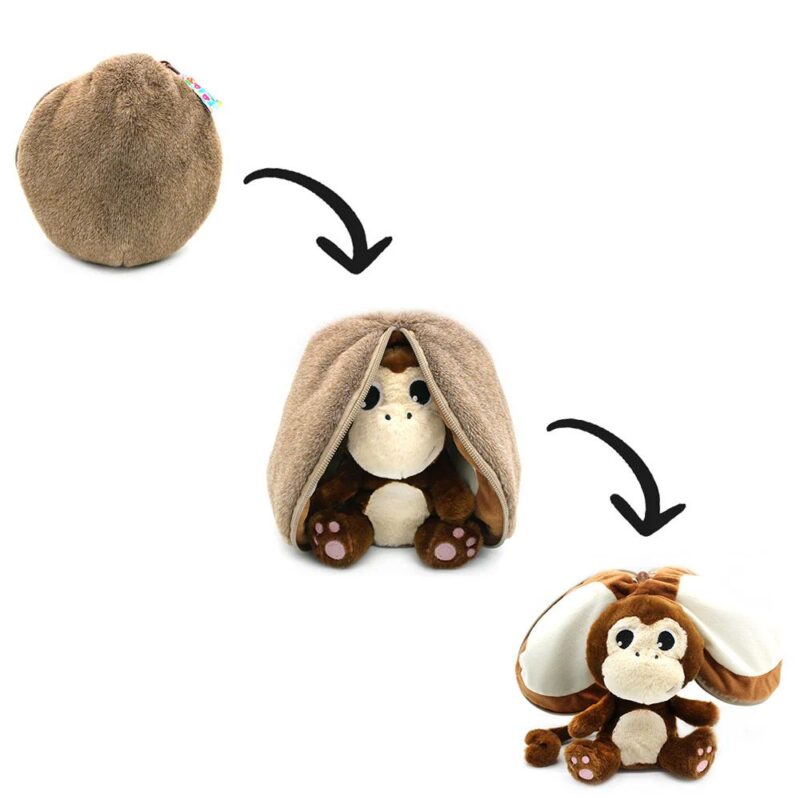 Peluche Coconet le Singe / Noix de Coco se transformant, jouet doux et amusant
