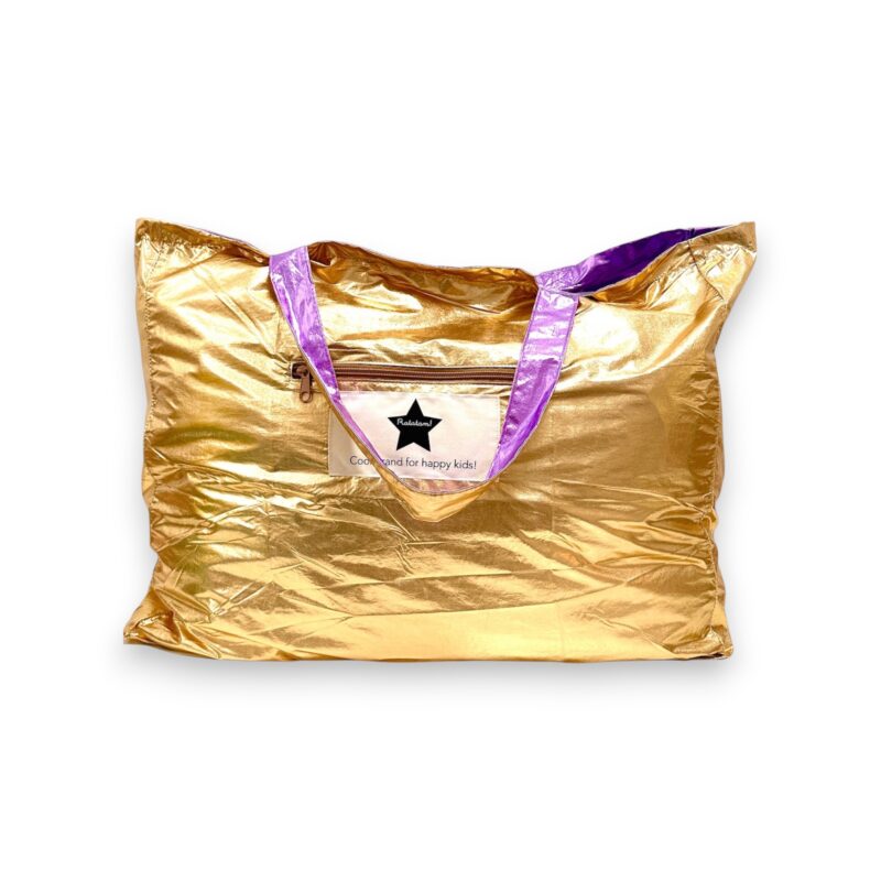 Grand Cabas Métallisé Violet et Or avec poche avant zippée, sac élégant