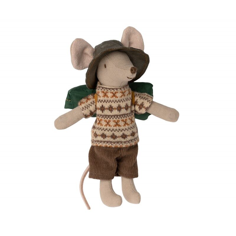 Souris Randonnée, Grand Frère avec sac à dos et chapeau, jouet en tissu