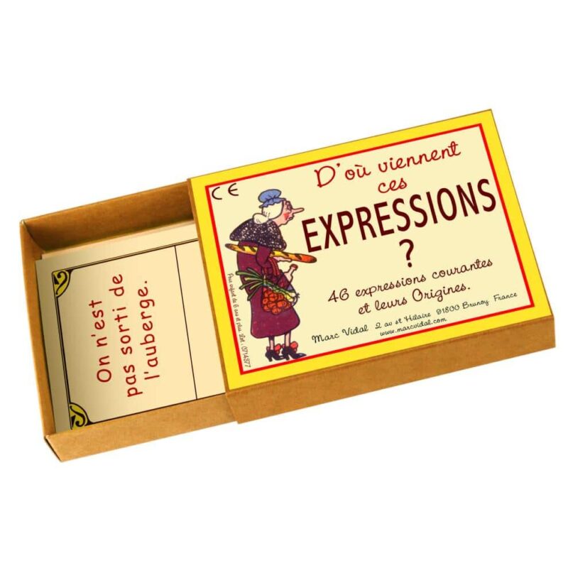 MARC VIDAL D'où viennent ces Expressions, boîte ouverte avec cartes, jeu éducatif