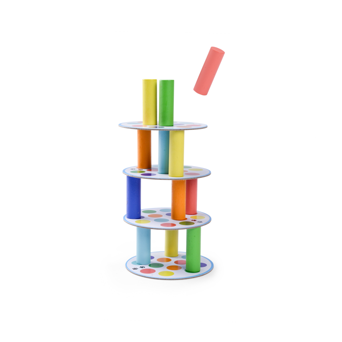 Jeu de société Méga Tour Les Loufoques, tour colorée, jeu d'adresse