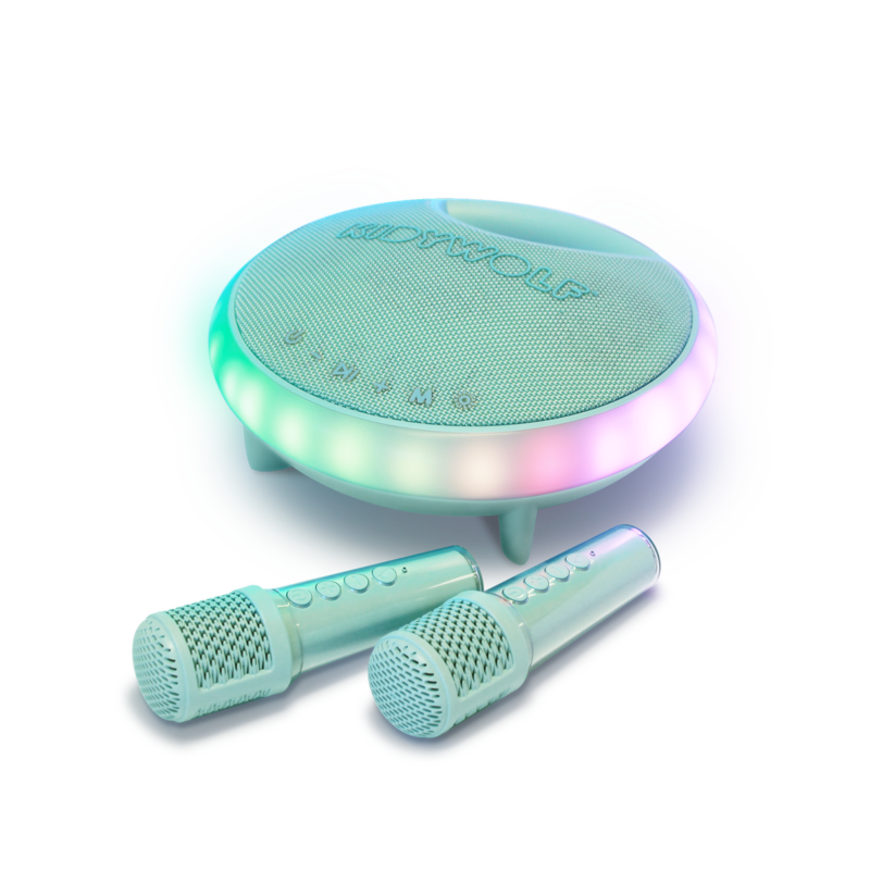 KIDYKARAOKE - Enceinte Karaoké Portable avec lumières LED colorées et deux micros