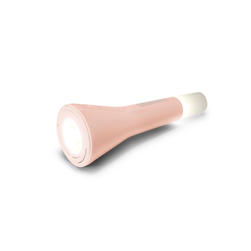 Lampe torche multifonction KIDYFLASHLIGHT, design moderne, couleur rose.