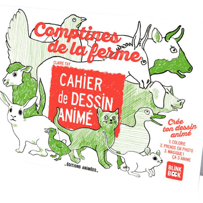Comptines de la ferme, cahier de dessin animé avec animaux, couverture colorée