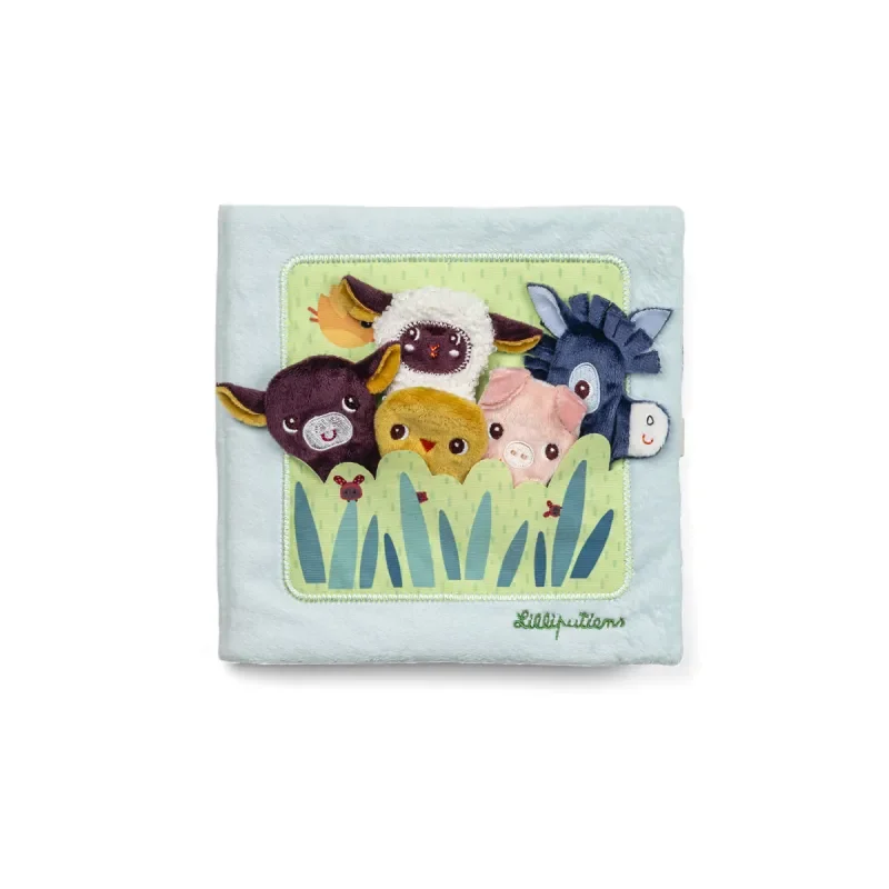 Livre d'activités 'Les bébés' avec animaux en peluche, couverture douce