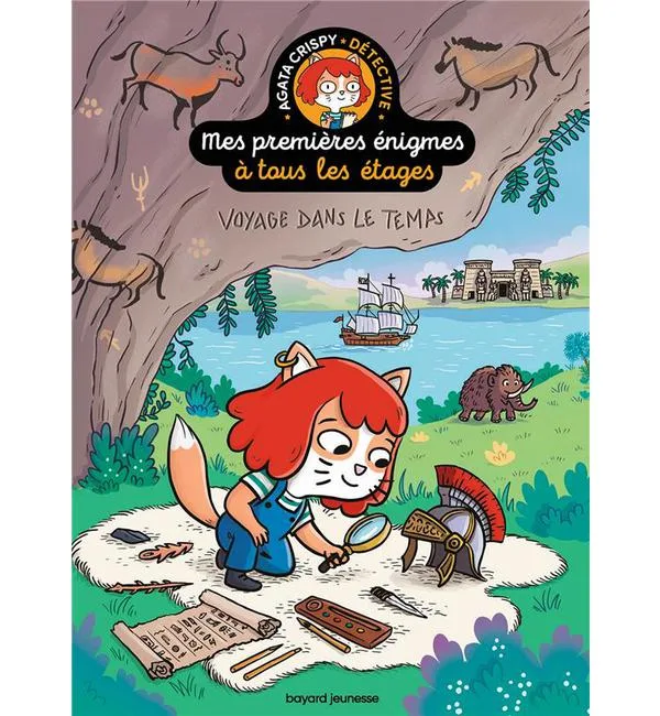 Voyage dans le temps, livre illustré pour enfants avec personnage animal détective