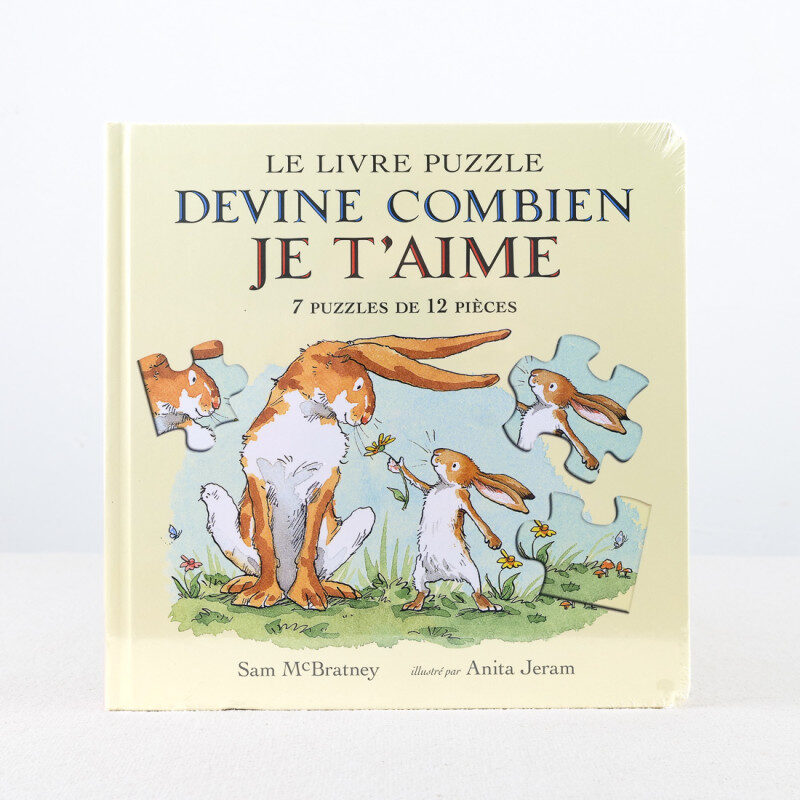 Livre-Puzzle 'Devine combien je t'aime' avec illustrations de lapins, 7 puzzles inclus