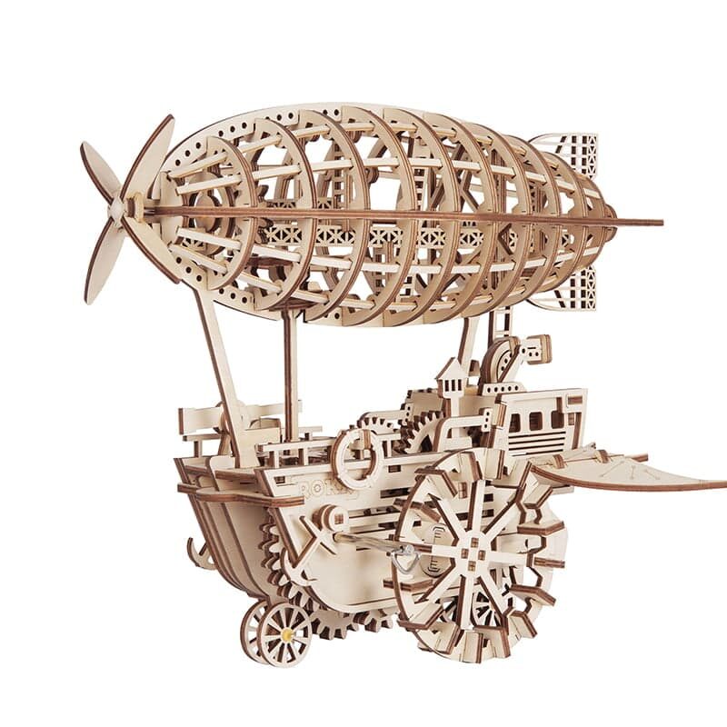 Véhicule Aérien - Puzzle 3D en Bois, modèle mécanique avec hélice et engrenages