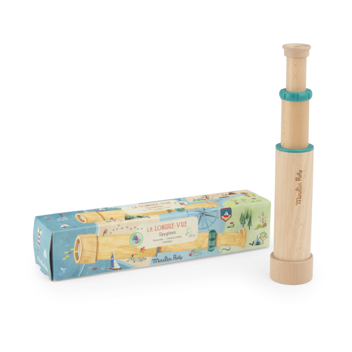 Longue-vue Le Jardin du Moulin en bois avec boîte colorée, jouet éducatif