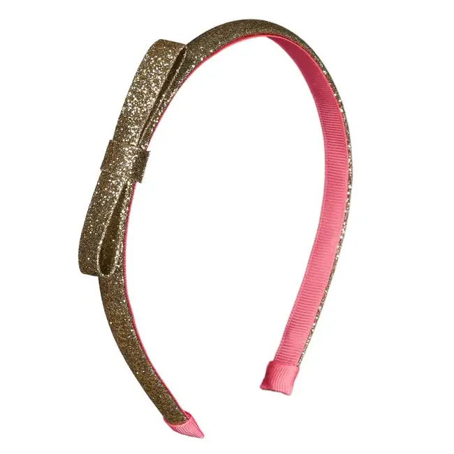 Serre-Tête Enfant avec paillettes dorées et intérieur rose, accessoire mode