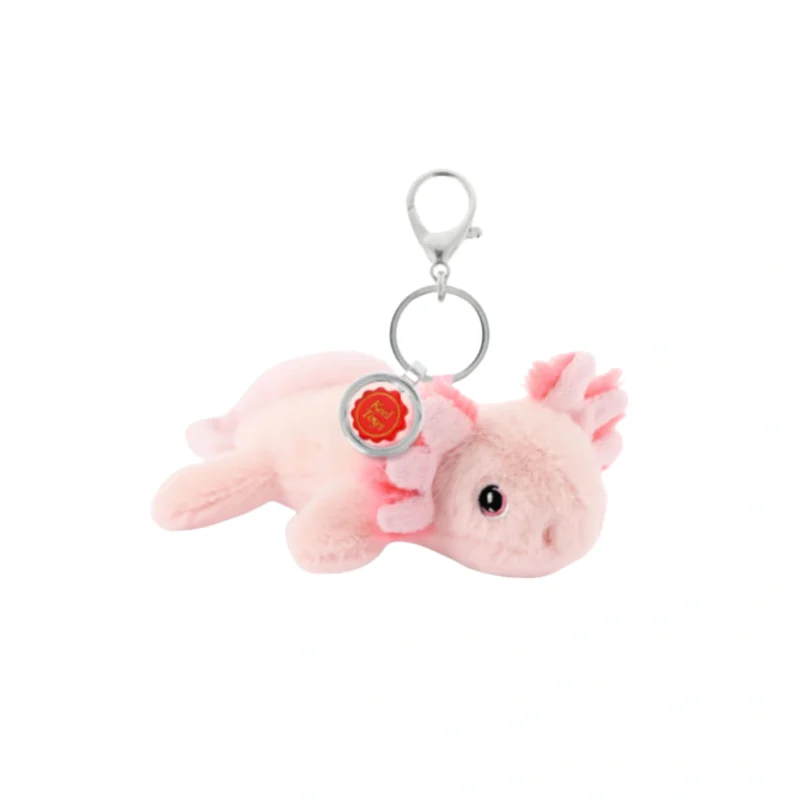 Porte-clés Peluche KeelEco Axolotl 12cm, peluche rose douce et mignonne