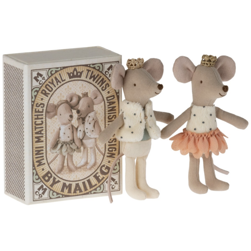 Couple de Souris - Maileg - Collection Royale avec couronnes dorées, boîte décorative incluse
