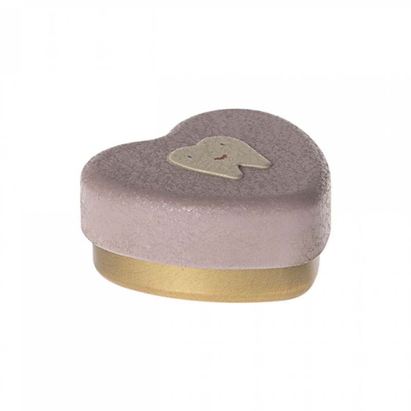 Boîte à dents, Small - Violet Heather, en forme de cœur avec motif de dent, couleur violette