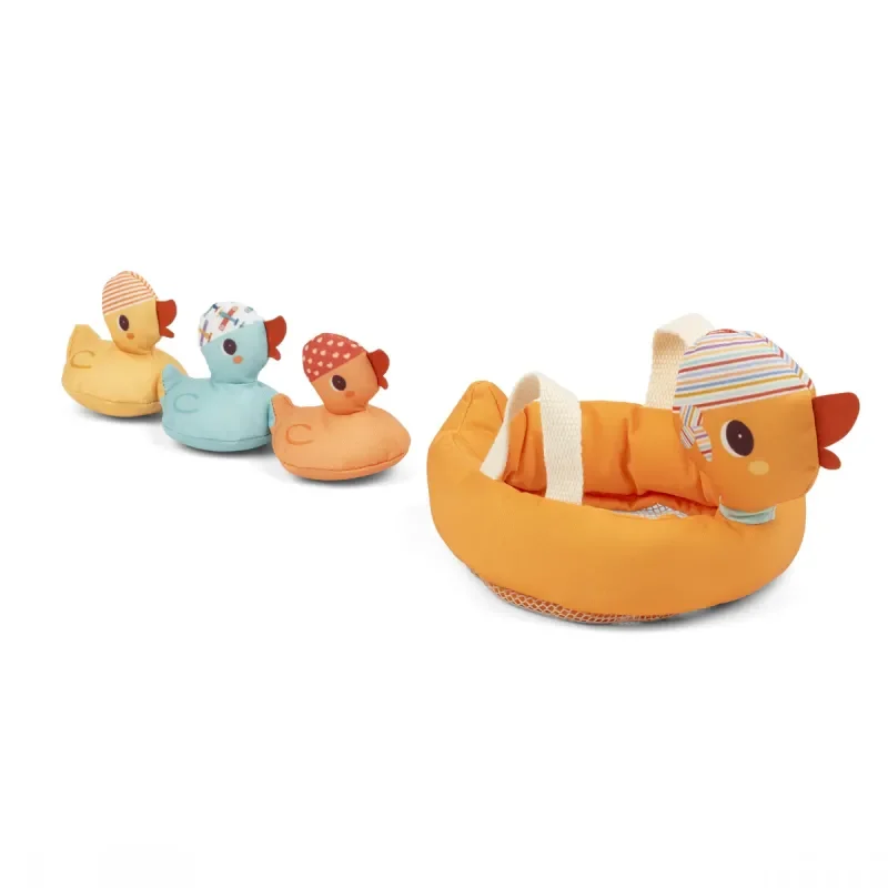 Maman canard et ses canetons aimantés, jouets colorés pour le bain.