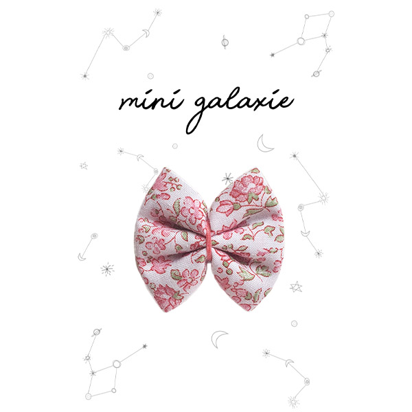 Barrette mini nœud – fleurs roses printemps, accessoire cheveux élégant