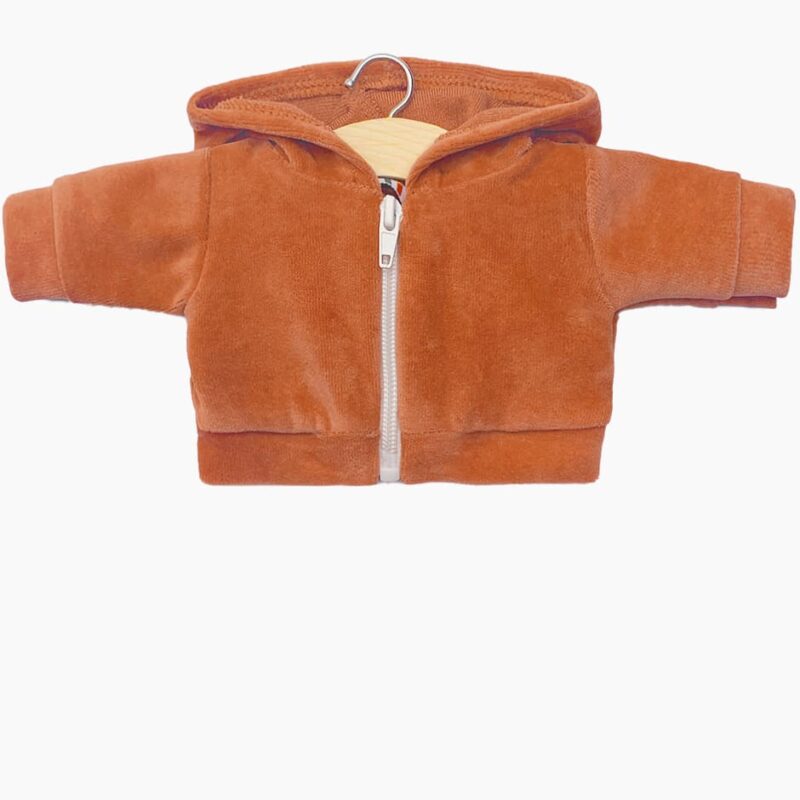 Sweat à Zip Marsala en velours avec capuche, fermeture éclair visible