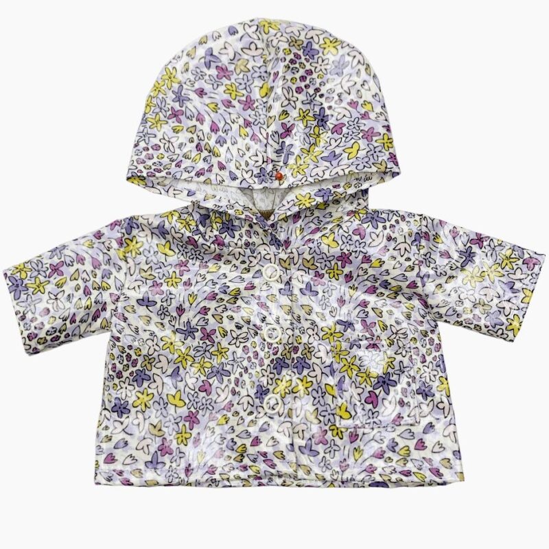 Imperméable Clotaire en coton enduit Flowerly moutarde, motif floral coloré