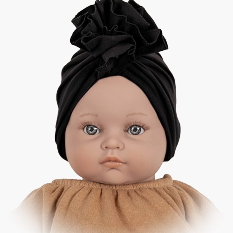 Bambinis – Turban fleur en jersey noir, accessoire élégant pour bébé