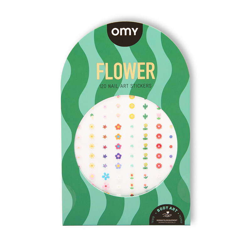 Stickers Nail Art avec motifs floraux colorés, accessoires manucure