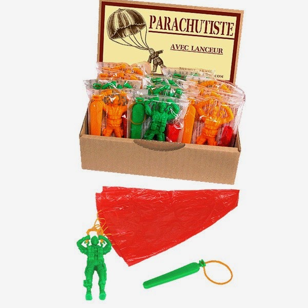 Jeu Parachutiste Marc Vidal avec figurines colorées et parachute rouge