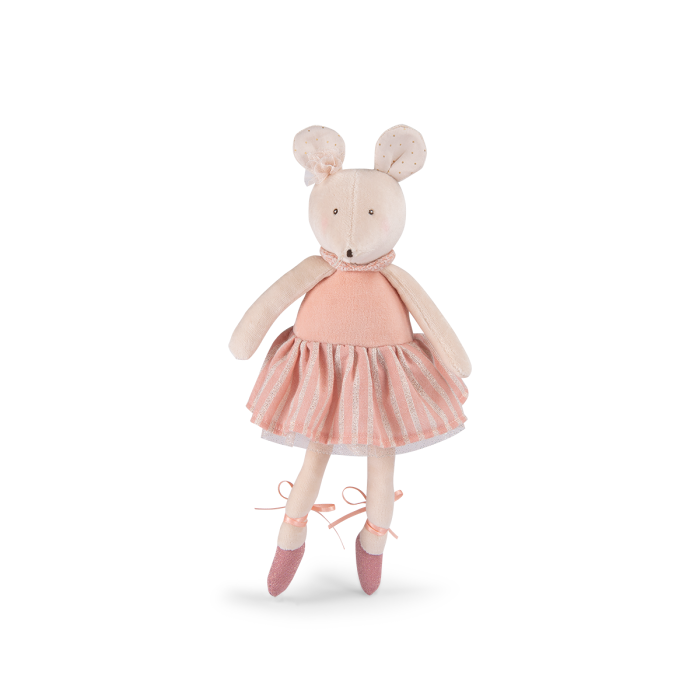 Peluche Souris Rose - La Petite École de Danse, vêtue d'une robe rose, jouet doux