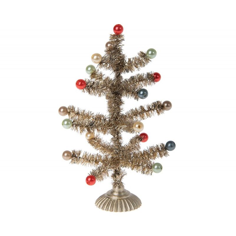 Petit Sapin de Noël - Maileg - Gold avec décorations colorées, miniature festive